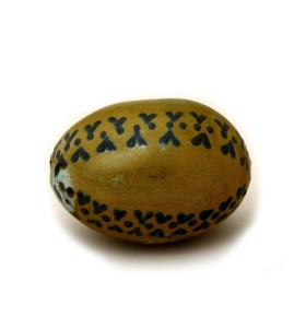 Húsvéti tojás, pasztell-zöld, szürke mintás
