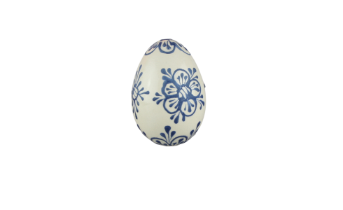 Húsvéti tojás, kisebb, kék népies mintával, virággal