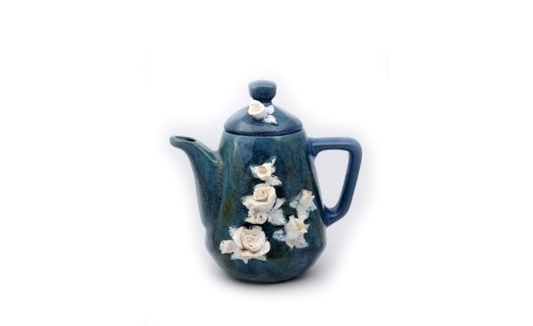 Čajník, hranatý, modrozelený, biely kvet