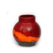 Kis gömb váza nyakkal, piros-narancs-szürke