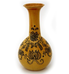 Nagy sárga váza szürke mintával