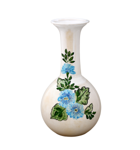 Nagy fehér váza, kék virág mintával